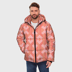 Куртка зимняя мужская Геометрический узор розового цвета geometric pink, цвет: 3D-красный — фото 2