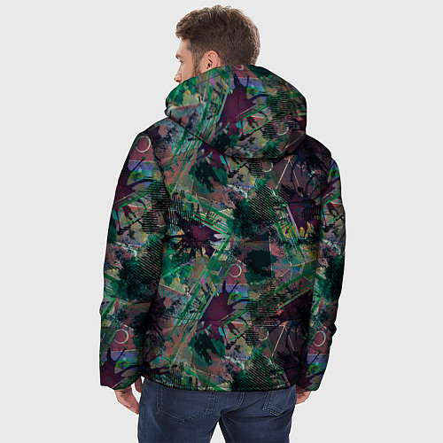 Мужская зимняя куртка Абстрактный гранжевый принт с кляксами и штрихами / 3D-Черный – фото 4