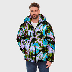 Куртка зимняя мужская Абстрактный узор Пятна краски, цвет: 3D-красный — фото 2