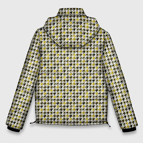 Мужская зимняя куртка Ломаная клетка, черная, горчичная гусиная лапка / 3D-Светло-серый – фото 2