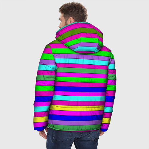 Мужская зимняя куртка Multicolored neon bright stripes / 3D-Черный – фото 4