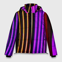 Куртка зимняя мужская Неоновые линейные фонари - Фиолетовый, цвет: 3D-черный
