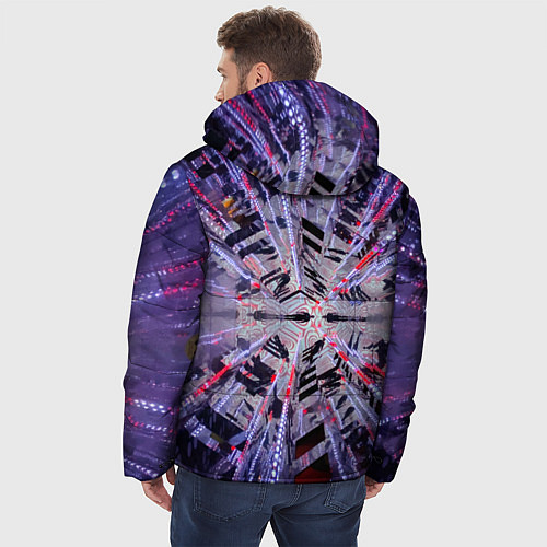 Мужская зимняя куртка Неоновый абстрактный коридор - Фиолетовый / 3D-Черный – фото 4