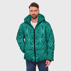 Куртка зимняя мужская Бирюзовый восточный ажурный узор, цвет: 3D-красный — фото 2
