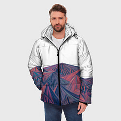 Куртка зимняя мужская Абстрактные Многоугольные Кристальные Горы, цвет: 3D-красный — фото 2