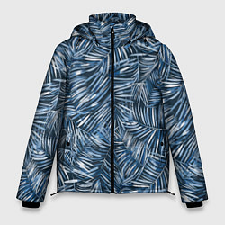 Куртка зимняя мужская Тропические листья пальмы, цвет: 3D-светло-серый