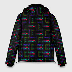 Куртка зимняя мужская Яркие полосы на черном, цвет: 3D-красный