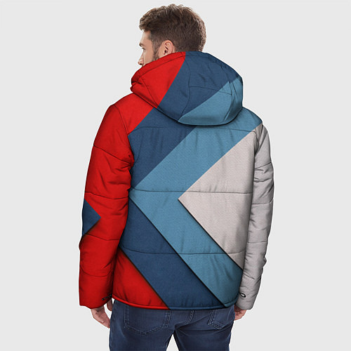 Мужская зимняя куртка Абстрактная геометрия - Синий / 3D-Светло-серый – фото 4
