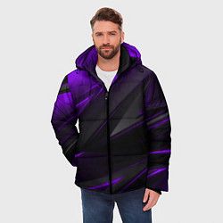 Куртка зимняя мужская Geometry Черный и фиолетовый, цвет: 3D-черный — фото 2