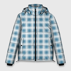 Куртка зимняя мужская Бело-голубой клетчатый узор, цвет: 3D-светло-серый