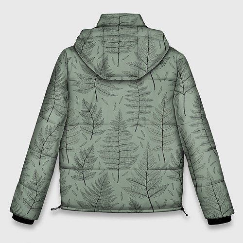 Мужская зимняя куртка Листья папоротника на зеленом фоне Минимализм / 3D-Черный – фото 2