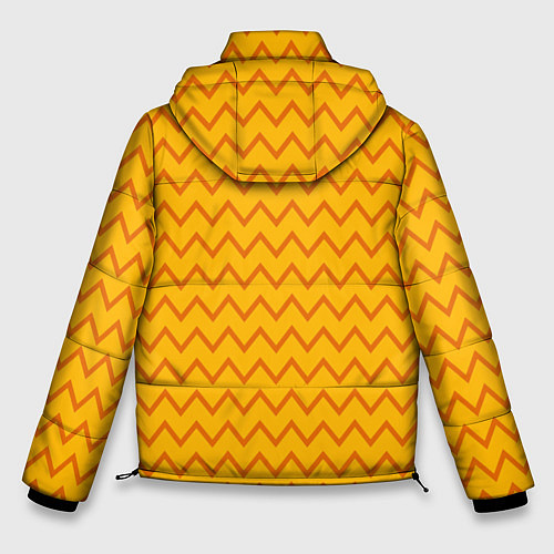 Мужская зимняя куртка Оранжевые линии зиг-заги / 3D-Красный – фото 2