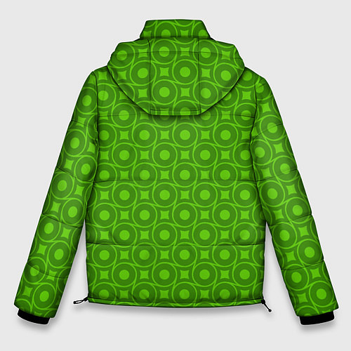 Мужская зимняя куртка Зеленые круги и ромбы / 3D-Красный – фото 2