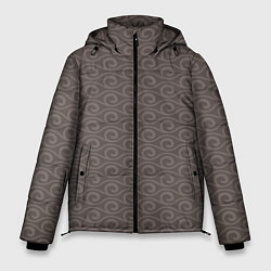 Куртка зимняя мужская Серые волны узоры, цвет: 3D-черный