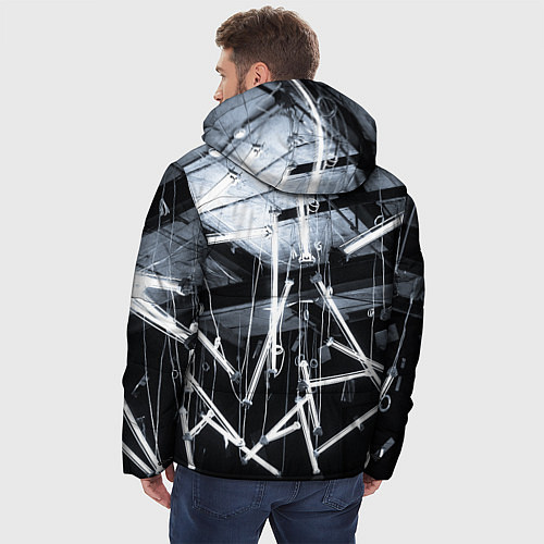 Мужская зимняя куртка Абстрактное множество фонарей во тьме - Белый / 3D-Черный – фото 4