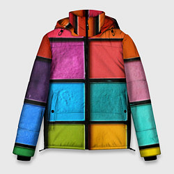 Куртка зимняя мужская Абстрактный набор красок-паттернов, цвет: 3D-светло-серый