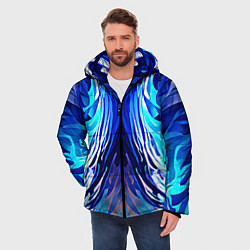 Куртка зимняя мужская Симметричная абстракция Синие волны, цвет: 3D-светло-серый — фото 2