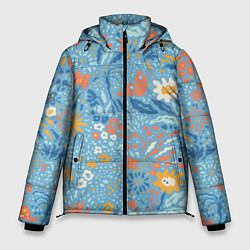 Куртка зимняя мужская Цветы На Нарисованном Лугу, цвет: 3D-красный
