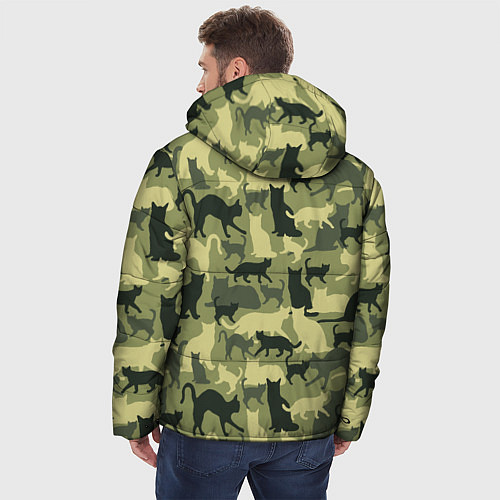 Мужская зимняя куртка Кошачий камуфляж в зеленой гамме / 3D-Черный – фото 4