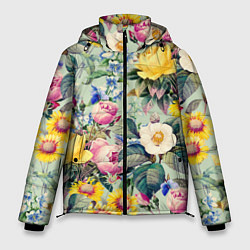Куртка зимняя мужская Солнечные Цветы, цвет: 3D-светло-серый