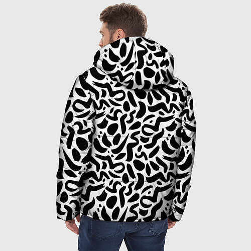 Мужская зимняя куртка Паттерн из каракулей / 3D-Черный – фото 4