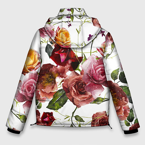 Мужская зимняя куртка Цветы Нарисованные Красные и Розовые Розы / 3D-Красный – фото 2