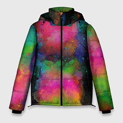 Куртка зимняя мужская Разноцветные брызги кляксы, цвет: 3D-светло-серый