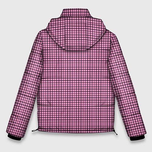 Мужская зимняя куртка Мелкая черно-розовая клетка / 3D-Светло-серый – фото 2