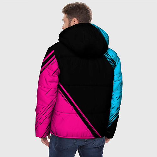 Мужская зимняя куртка Inter - neon gradient: символ и надпись вертикальн / 3D-Черный – фото 4