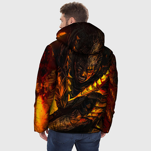 Мужская зимняя куртка Берсерк Гатс В Огне / 3D-Черный – фото 4