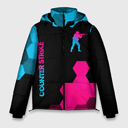 Куртка зимняя мужская Counter Strike - neon gradient: символ и надпись в, цвет: 3D-черный