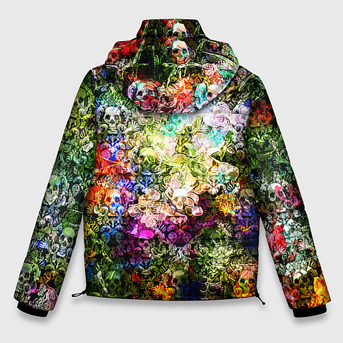 Мужская зимняя куртка Цветы на черепах / 3D-Красный – фото 2