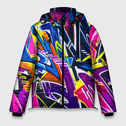 Куртка зимняя мужская Крутое экспрессивное граффити, цвет: 3D-светло-серый