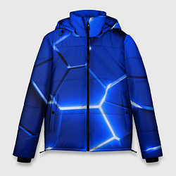 Мужская зимняя куртка Синие неоновые геометрические плиты