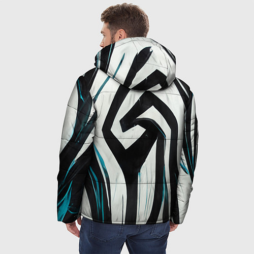 Мужская зимняя куртка Цифровой окрас зебры / 3D-Черный – фото 4