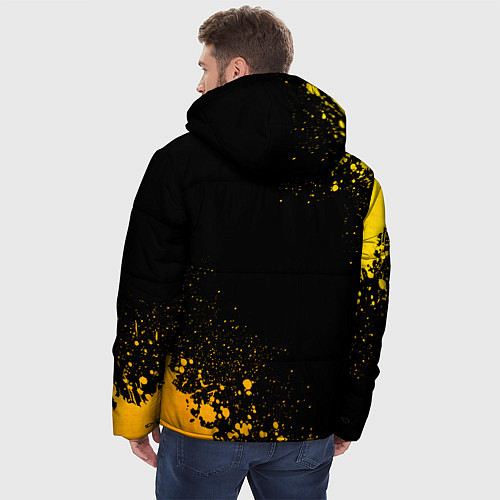 Мужская зимняя куртка Chelsea - gold gradient: символ и надпись вертикал / 3D-Черный – фото 4