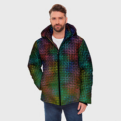 Куртка зимняя мужская Неоновый сетчатый узор, цвет: 3D-черный — фото 2