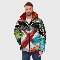 Куртка зимняя мужская Мазки кистью по холсту цветной краской abstraction, цвет: 3D-черный — фото 2