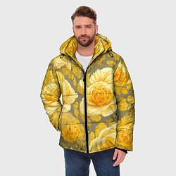 Куртка зимняя мужская Яркие желтые бутоны, цвет: 3D-светло-серый — фото 2