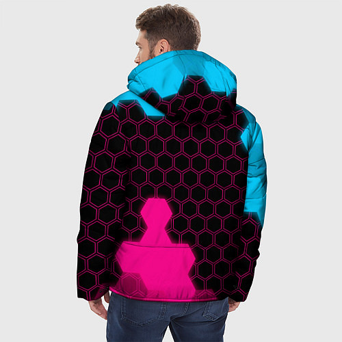 Мужская зимняя куртка GTA - neon gradient: надпись, символ / 3D-Черный – фото 4