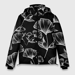 Куртка зимняя мужская Графичные цветы на черном фоне, цвет: 3D-черный
