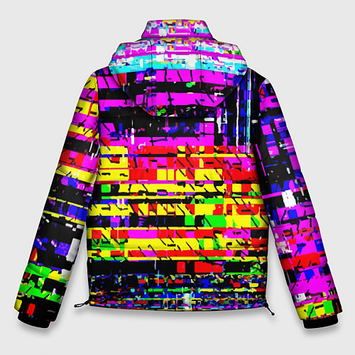 Мужская зимняя куртка Яркий пиксельный красочный глитч / 3D-Красный – фото 2