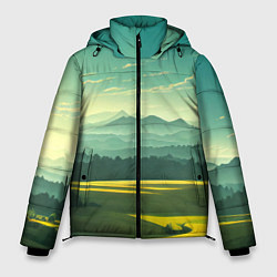 Куртка зимняя мужская Зелёная долина, пейзаж, цвет: 3D-светло-серый
