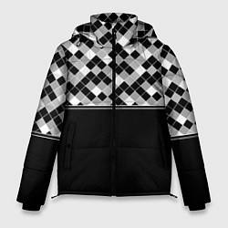 Куртка зимняя мужская Черно-белый геометрический узор, цвет: 3D-черный