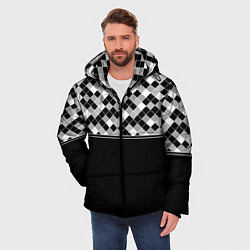 Куртка зимняя мужская Черно-белый геометрический узор, цвет: 3D-черный — фото 2