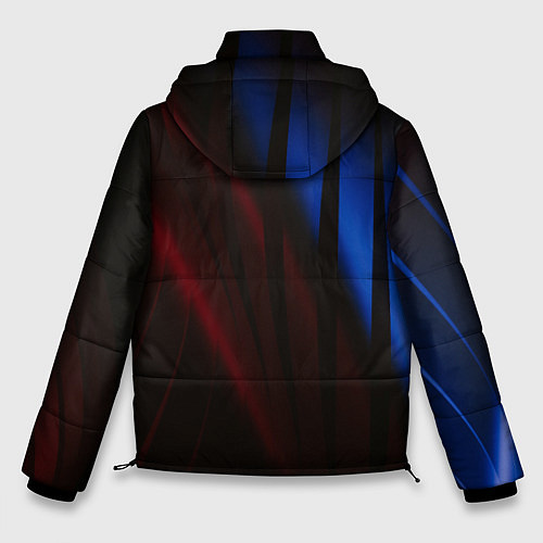 Мужская зимняя куртка Иллюзорные синие и красные линии во тьме / 3D-Светло-серый – фото 2