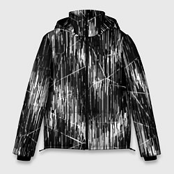 Куртка зимняя мужская Черно-белые штрихи, зигзаг, цвет: 3D-черный
