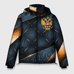 Куртка зимняя мужская Золотой герб России на объемном фоне, цвет: 3D-черный