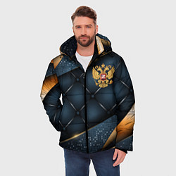 Куртка зимняя мужская Золотой герб России на объемном фоне, цвет: 3D-черный — фото 2