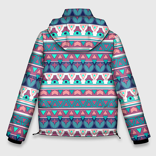 Мужская зимняя куртка Этнический орнамент терракотово-серый полосатый / 3D-Светло-серый – фото 2